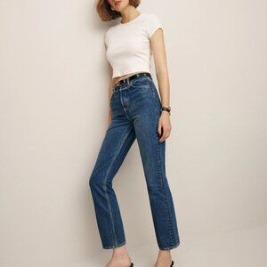 Reformation Cynthia High Rise Straight Cropped Jeans SIZE 26 (NWT)